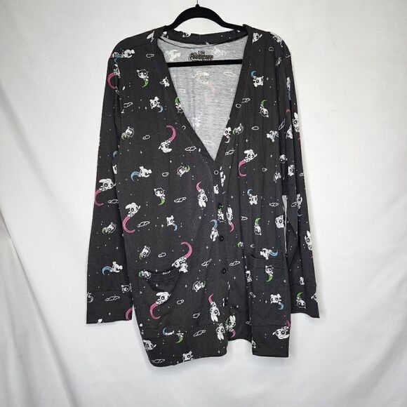 2X 18W 20W Torrid Black Powerpuff Girls Jersey Knit Cardigan Sweater Bubbles - Picture 2 of 8
